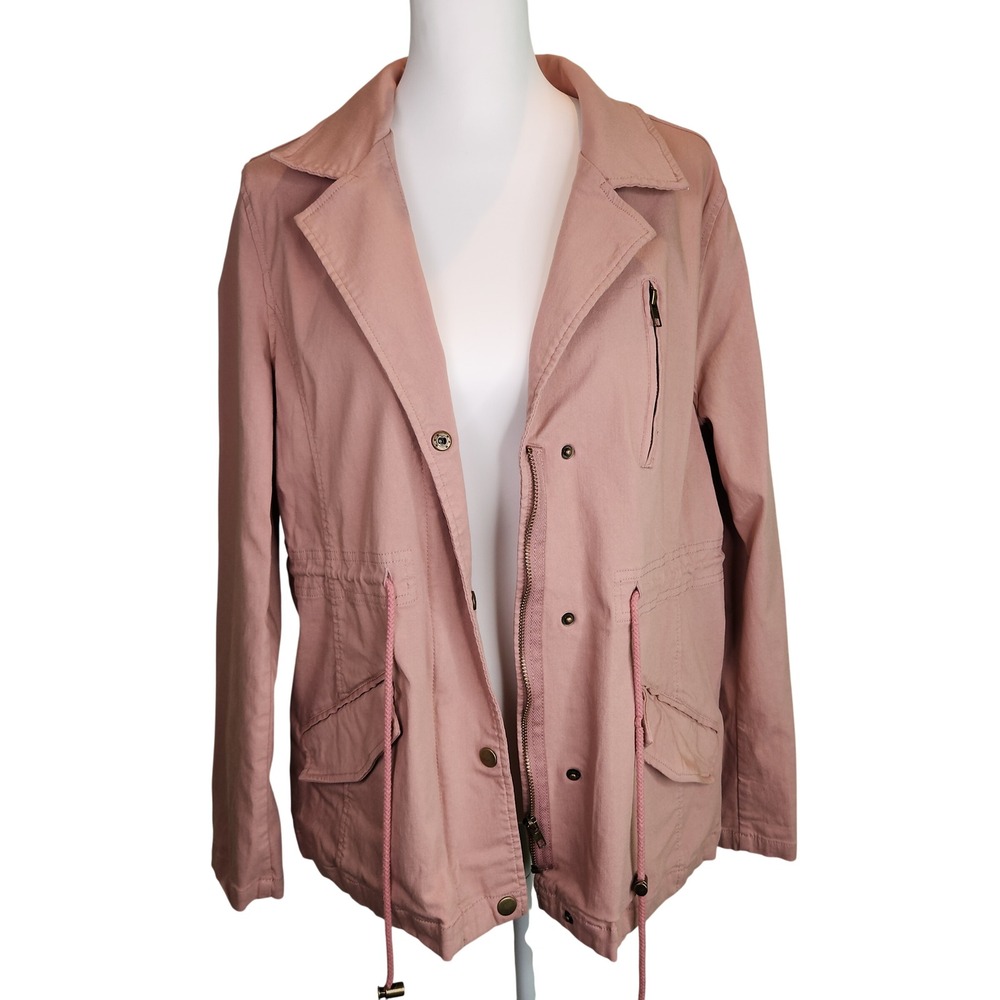 Eden Society Womens 1X Dusty Rose Pink Utility Cargo Jacket Drawstring Waist - Picture 2 of 10